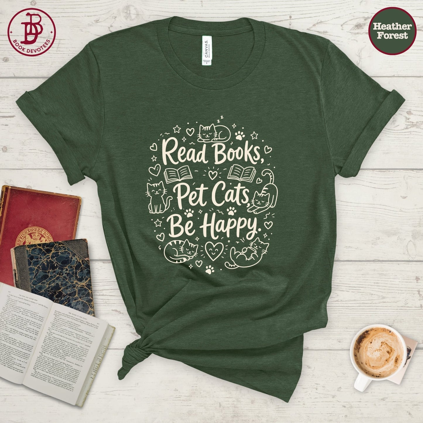 Read Books Pet Cats Be Happy Tee