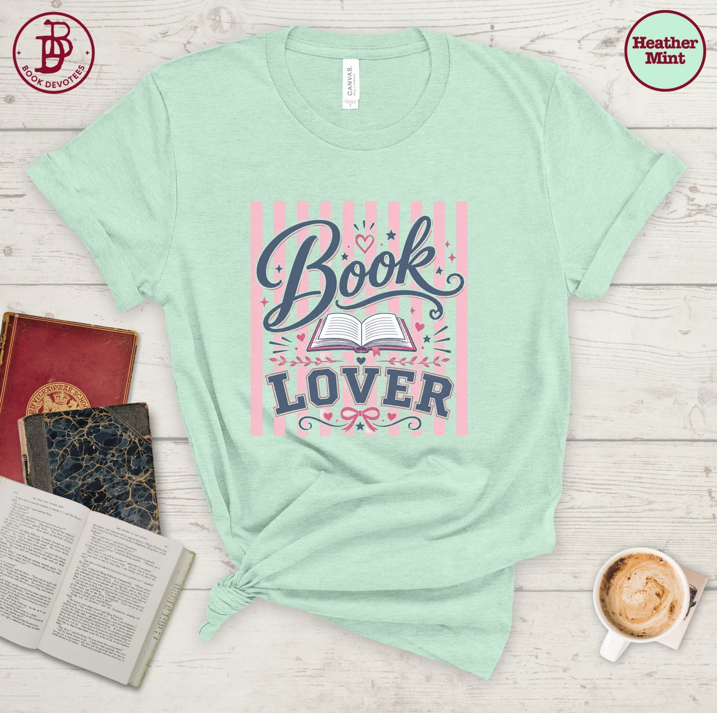 Book Lover Heart Stripe Tee