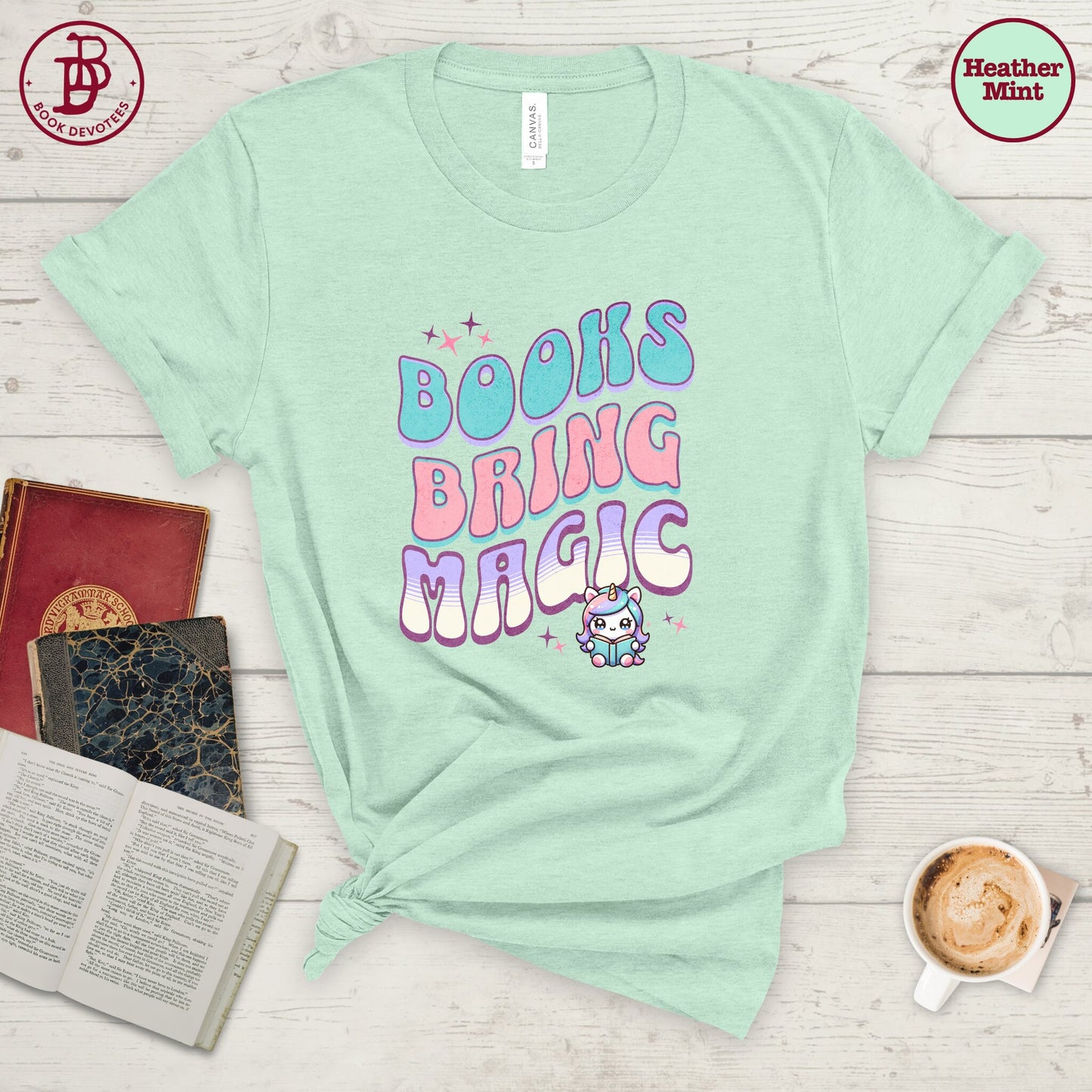Books Bring Magic Retro Mermaid Tee