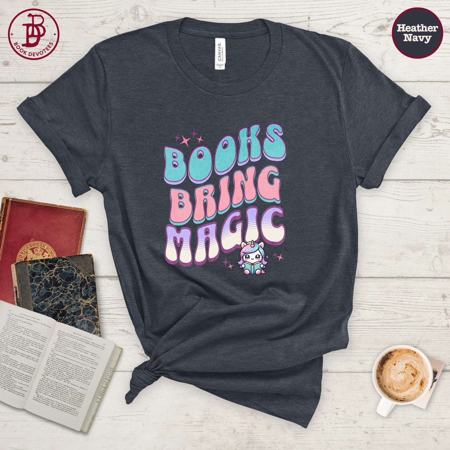 Books Bring Magic Retro Mermaid Tee