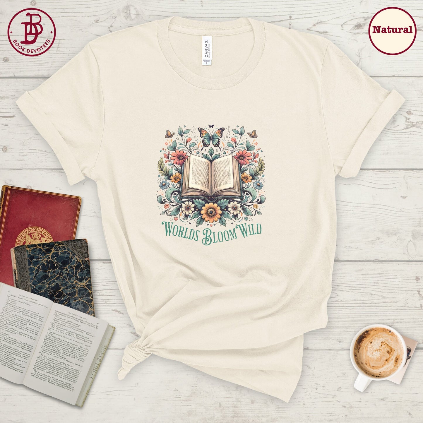 Book Garden Worlds Bloom Tee