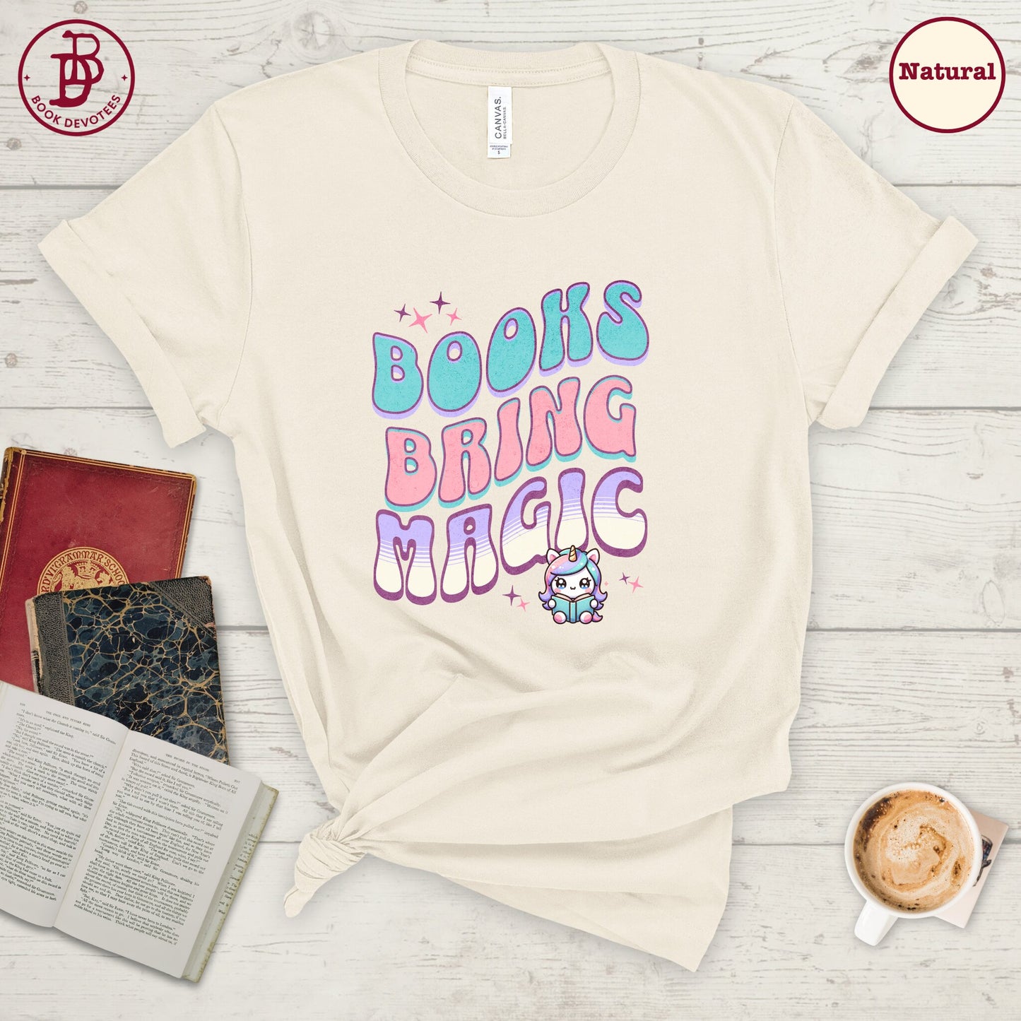 Books Bring Magic Retro Mermaid Tee