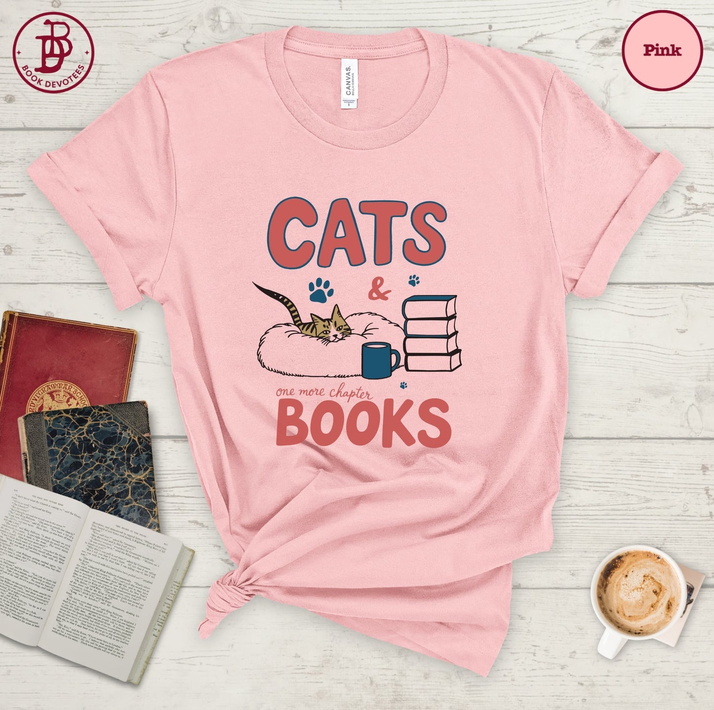 Cats and Books Retro Tee