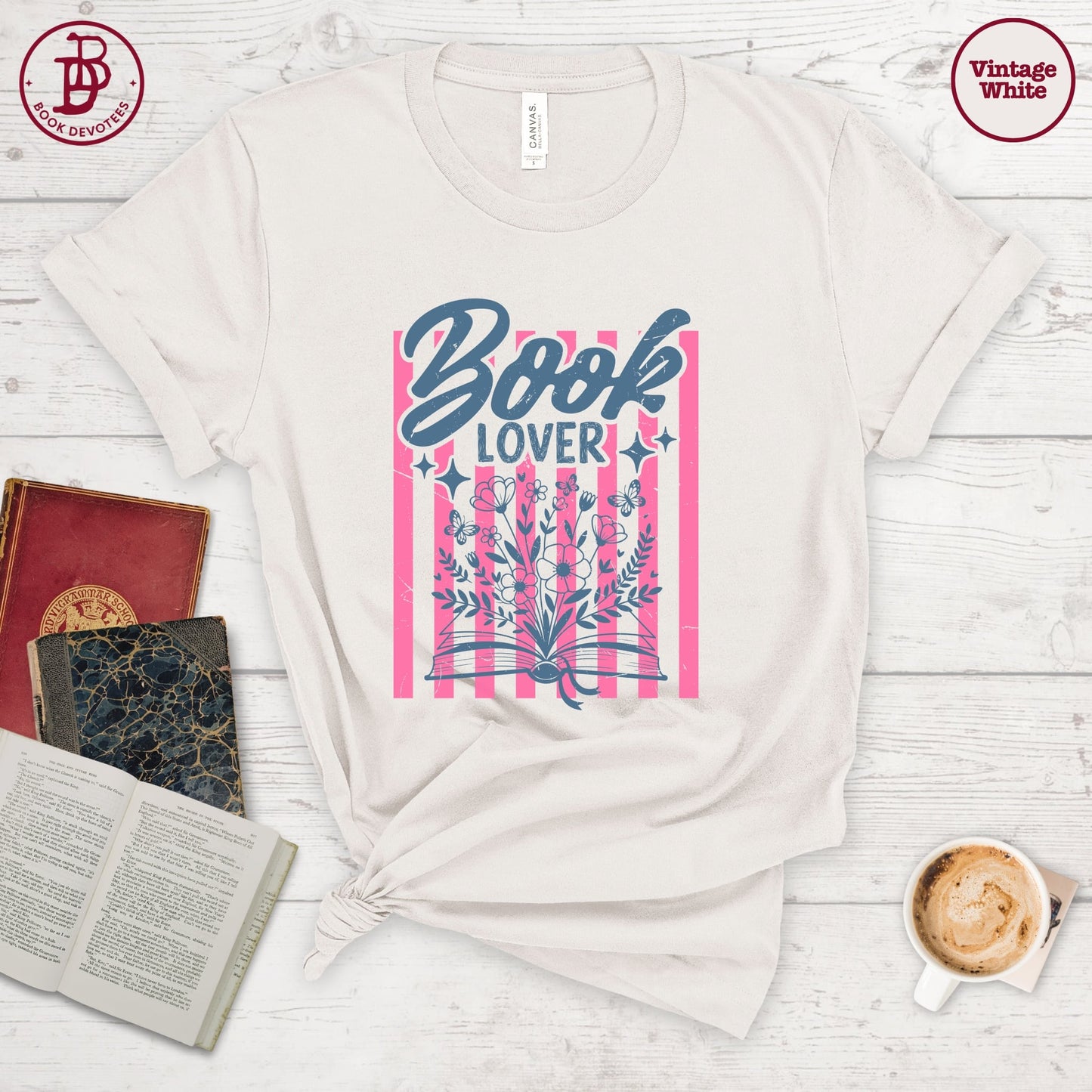 Book Lover Floral Stripe Tee