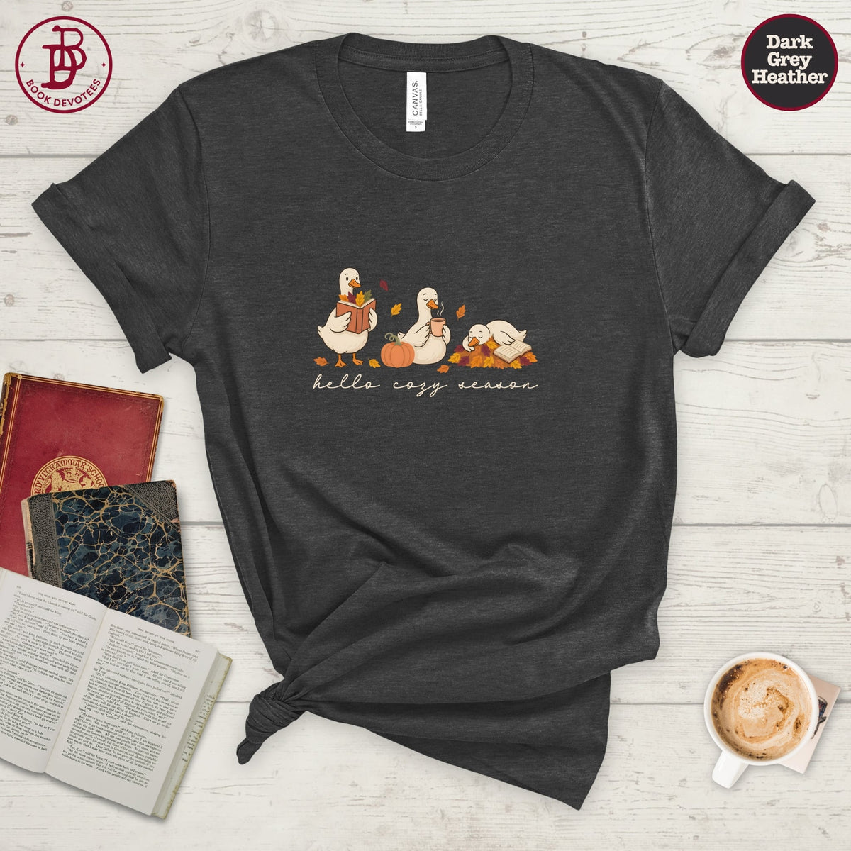 Cozy Season Reading Geese Tee