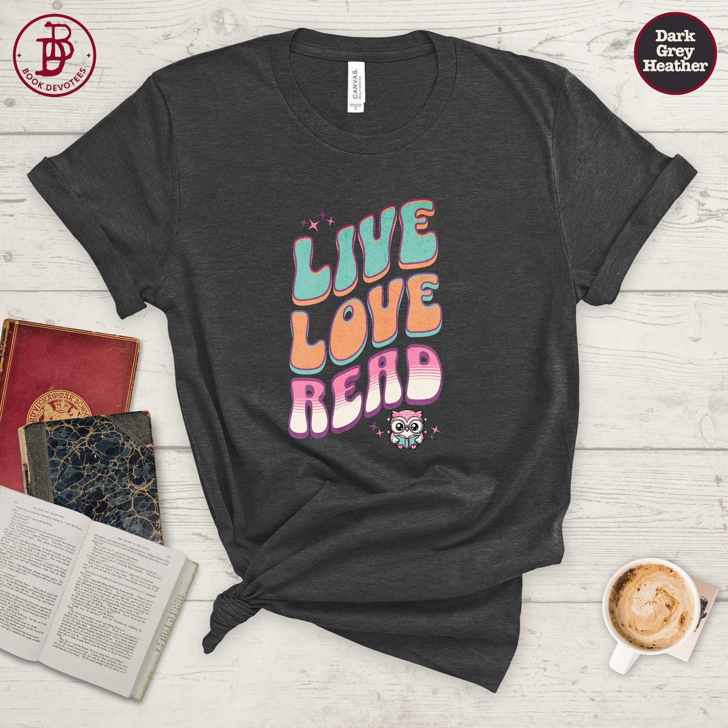 Live Love Read Retro Owl Tee