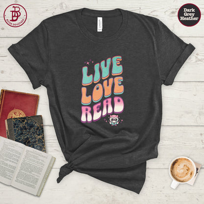 Live Love Read Retro Owl Tee