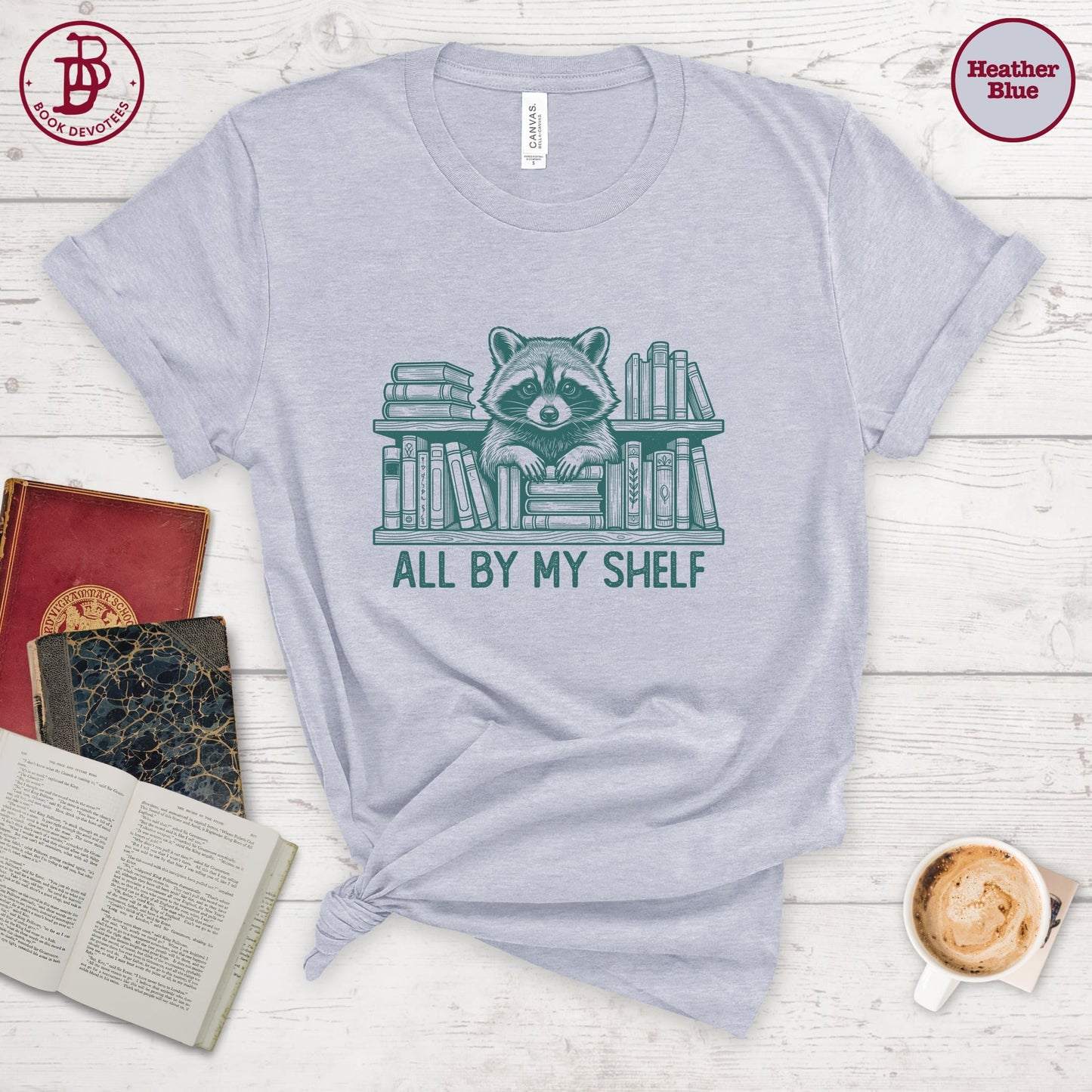 All By My Shelf Raccoon Tee