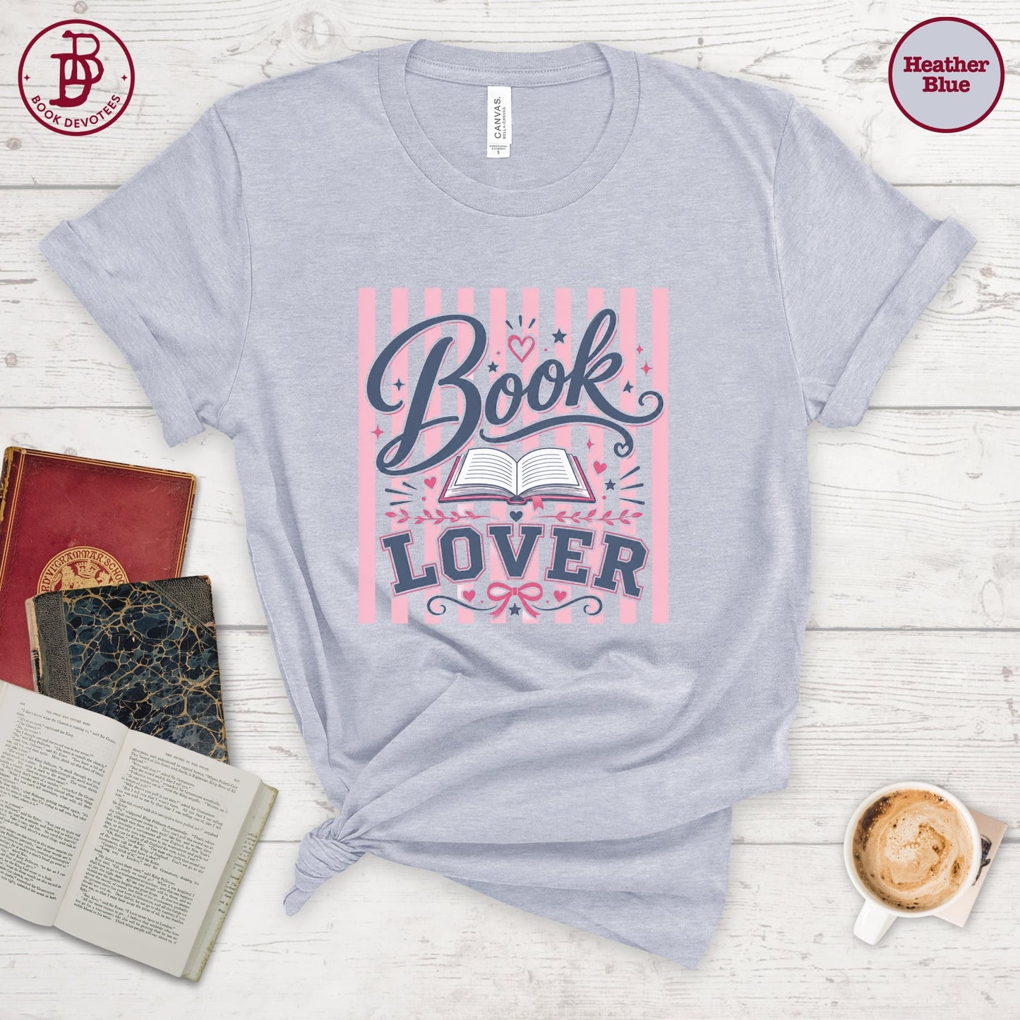 Book Lover Heart Stripe Tee