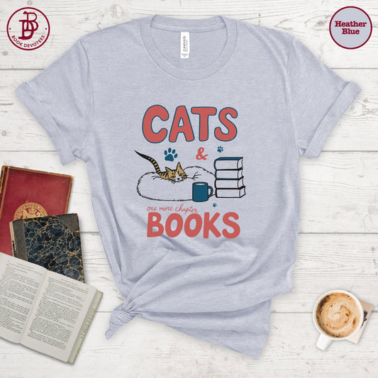 Cats and Books Retro Tee