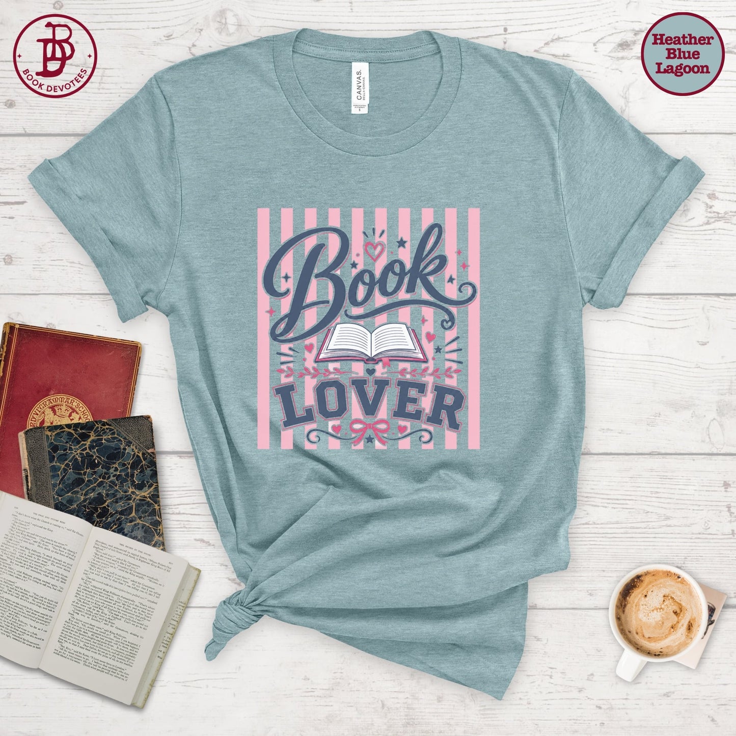 Book Lover Heart Stripe Tee
