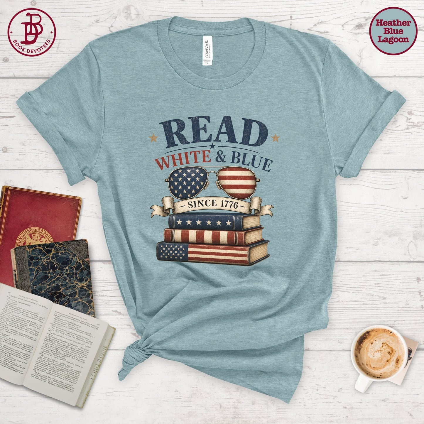 Read White Blue Book Tee