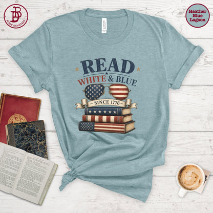 Read White Blue Book Tee