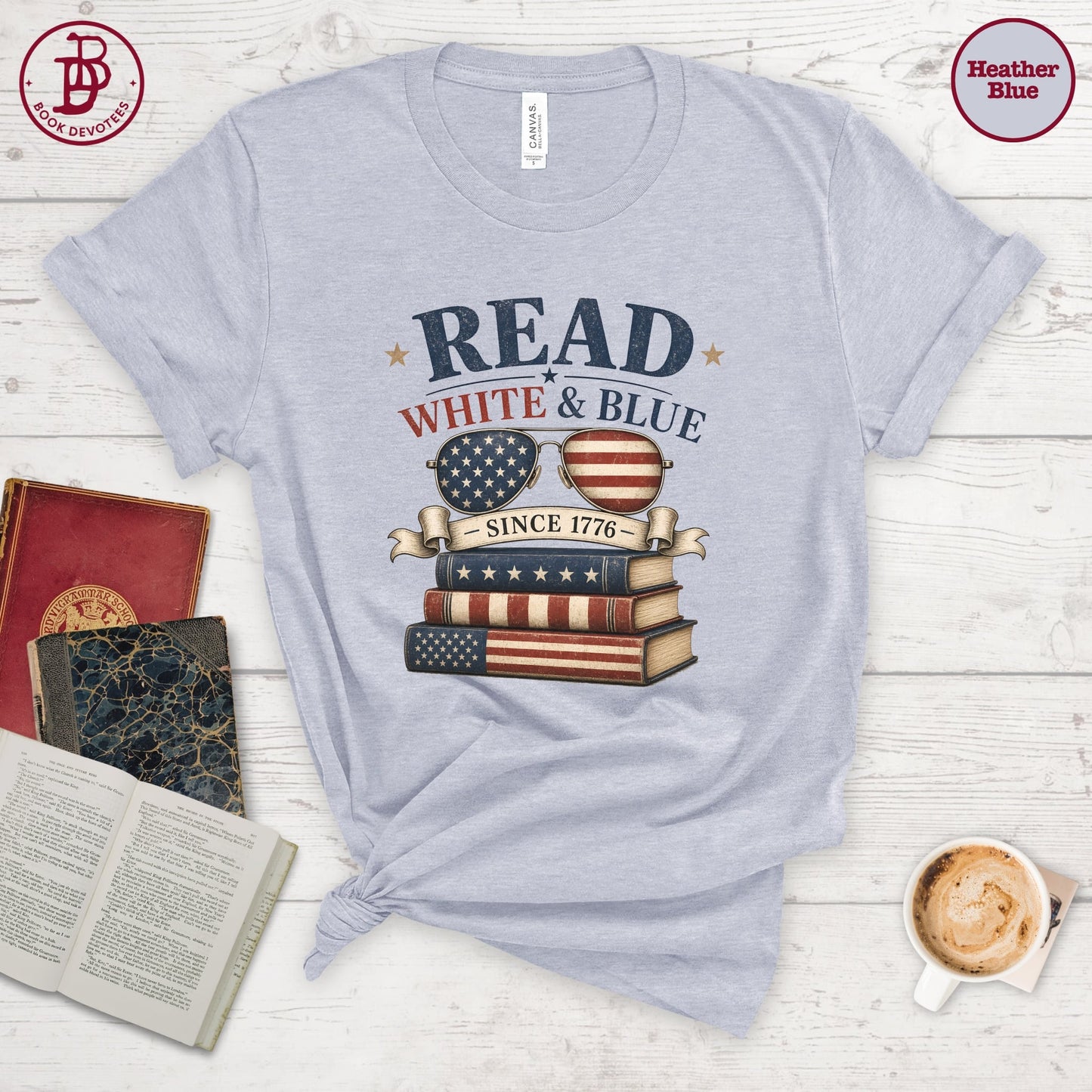 Read White Blue Book Tee
