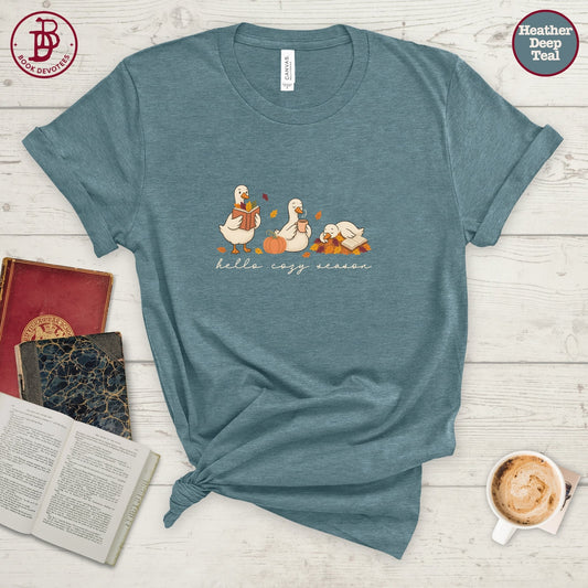 Cozy Season Reading Geese Tee