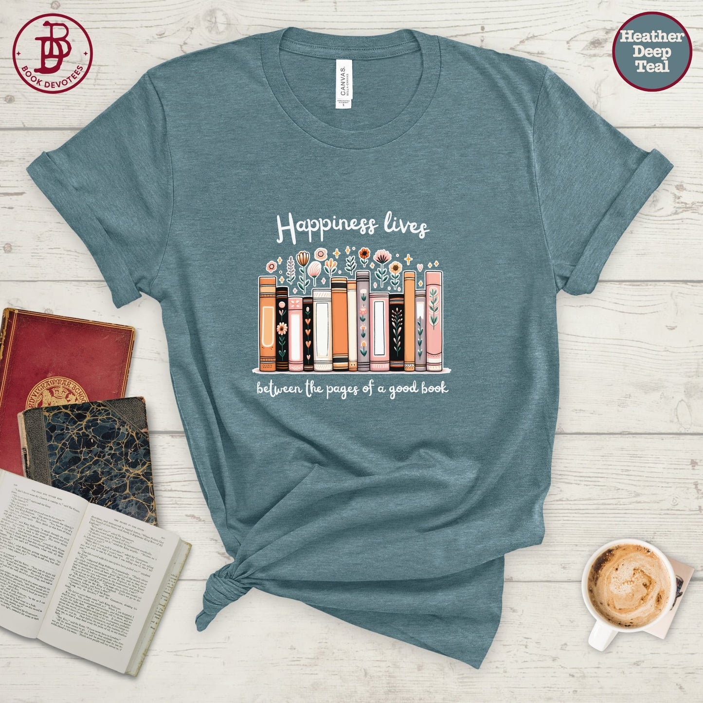 Happiness Lives Between the Pages Tee