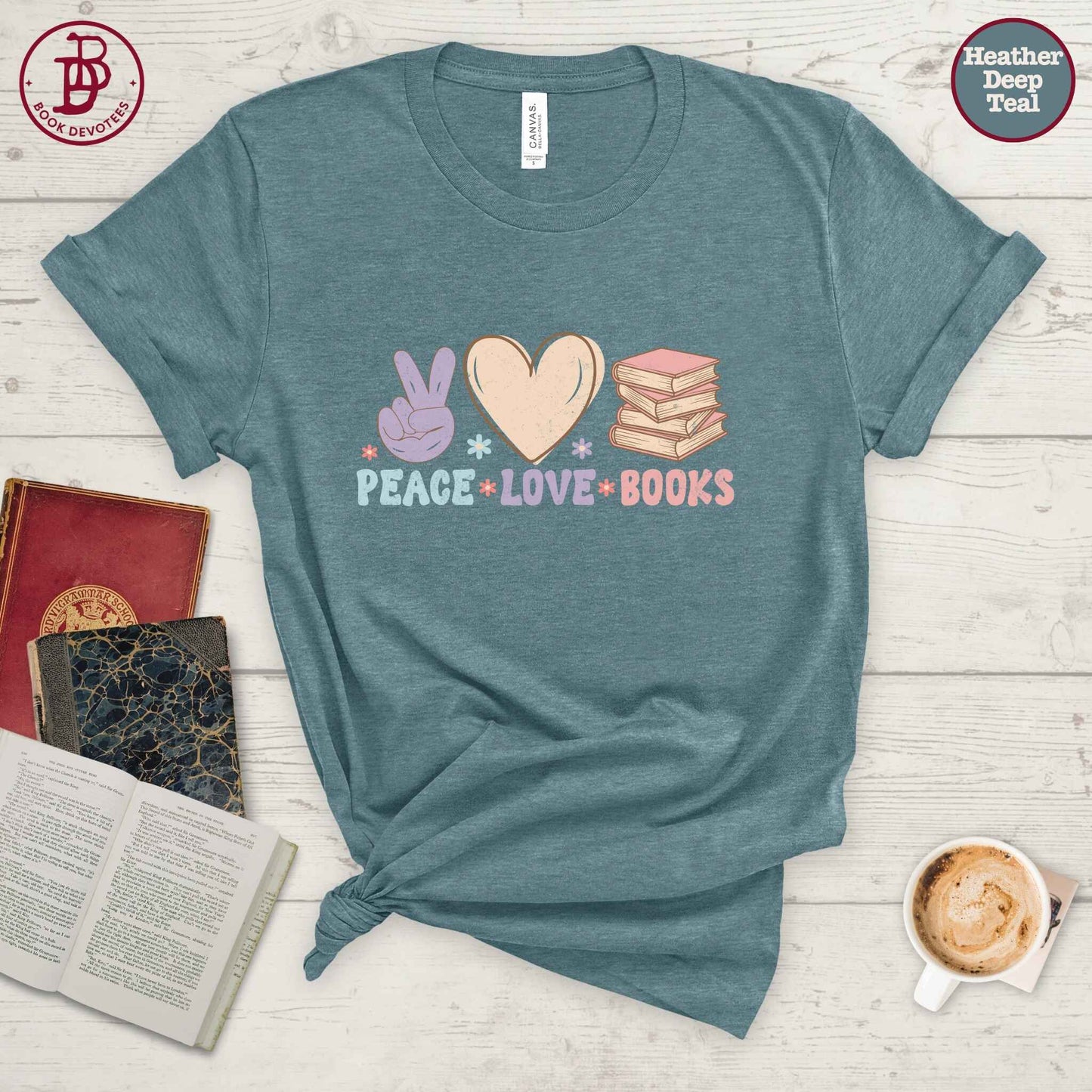 Peace Love Books Tee
