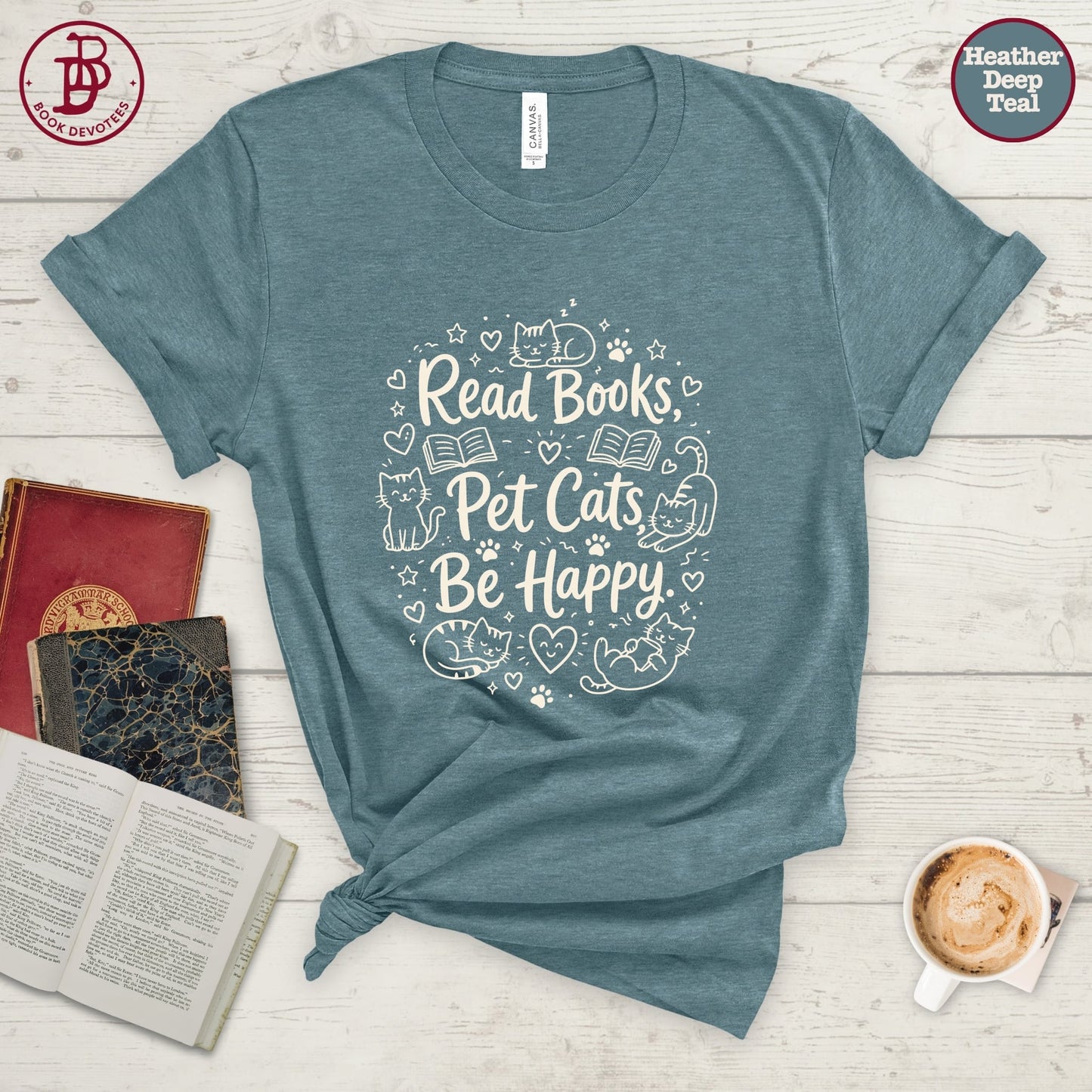 Read Books Pet Cats Be Happy Tee