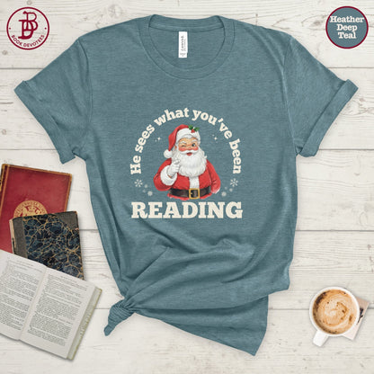 Santa Sees Reading Tee