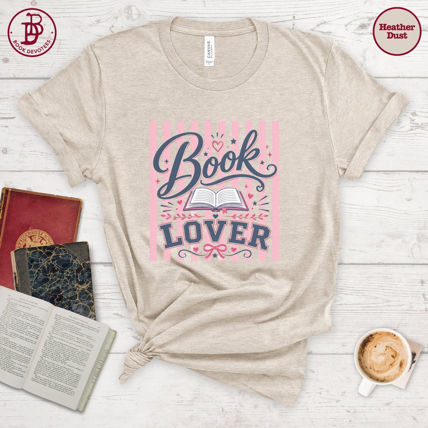 Book Lover Heart Stripe Tee