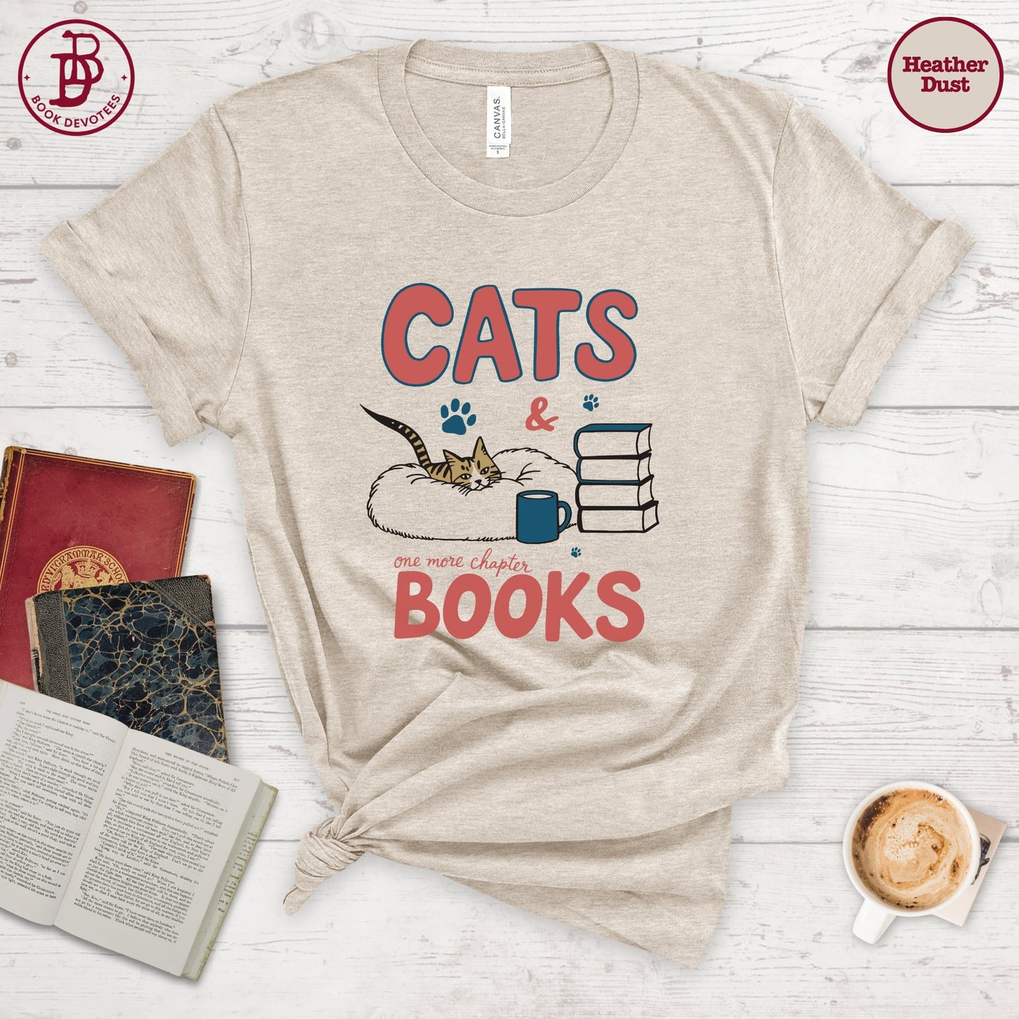Cats and Books Retro Tee