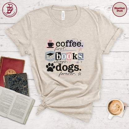 Coffee Books Dogs Ransom Note Tee