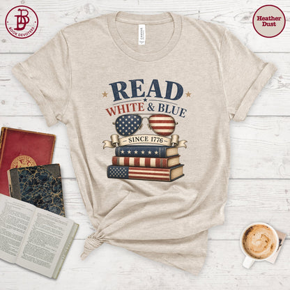 Read White Blue Book Tee