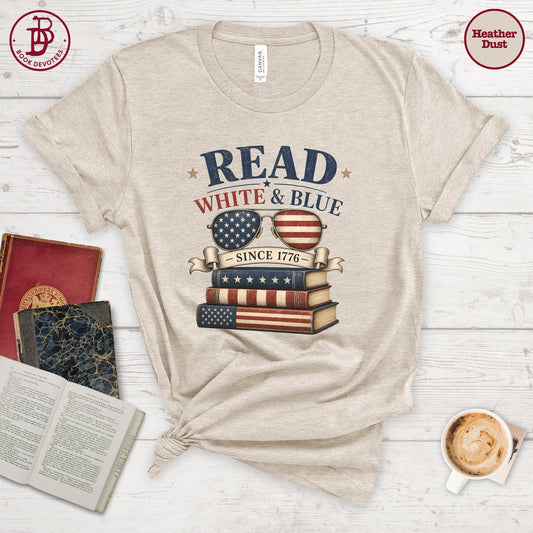 Read White Blue Book Tee