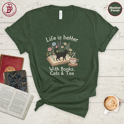 Books Cats and Tea Tee