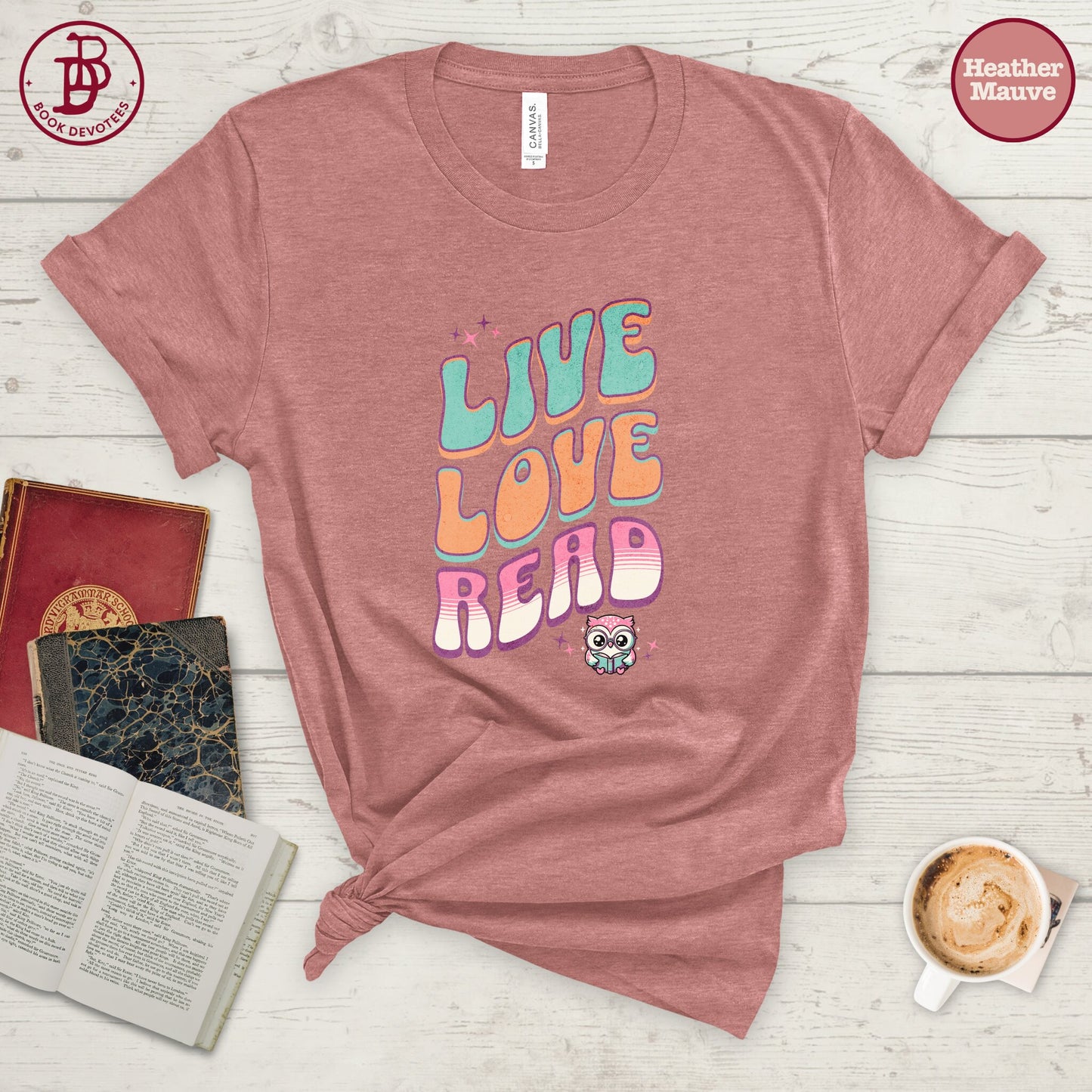Live Love Read Retro Owl Tee