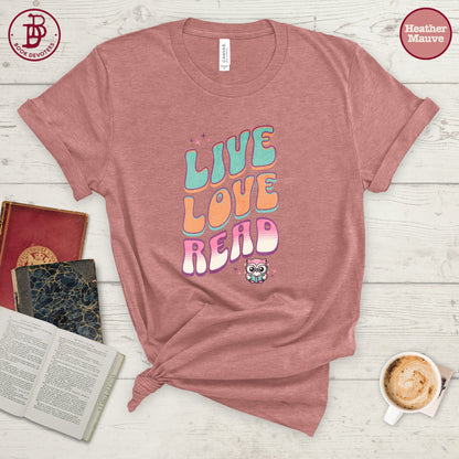Live Love Read Retro Owl Tee