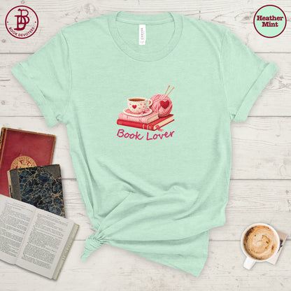 Book Lover Knit Hearts Tee