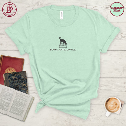 Books Cats Coffee Tee