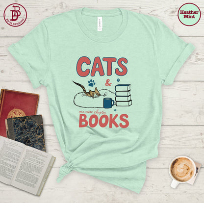 Cats and Books Retro Tee