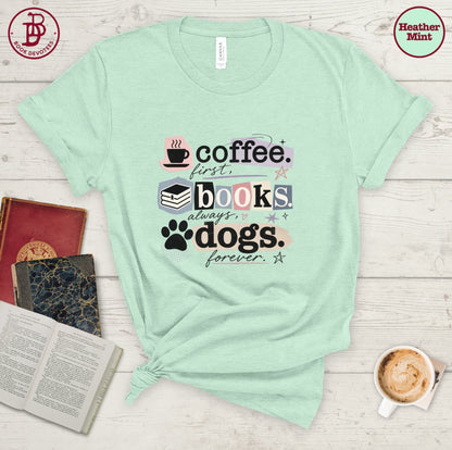 Coffee Books Dogs Ransom Note Tee