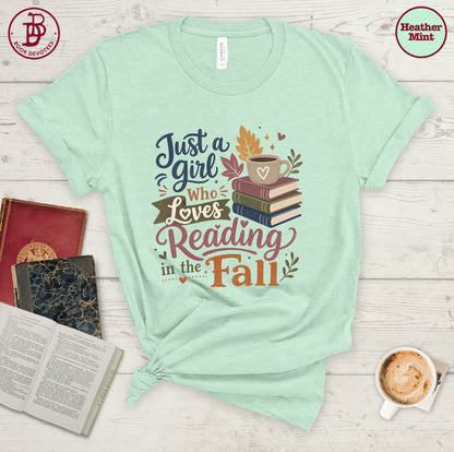 Girl Reading in Fall Tee