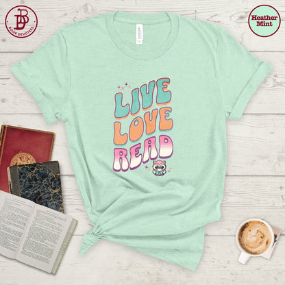 Live Love Read Retro Owl Tee