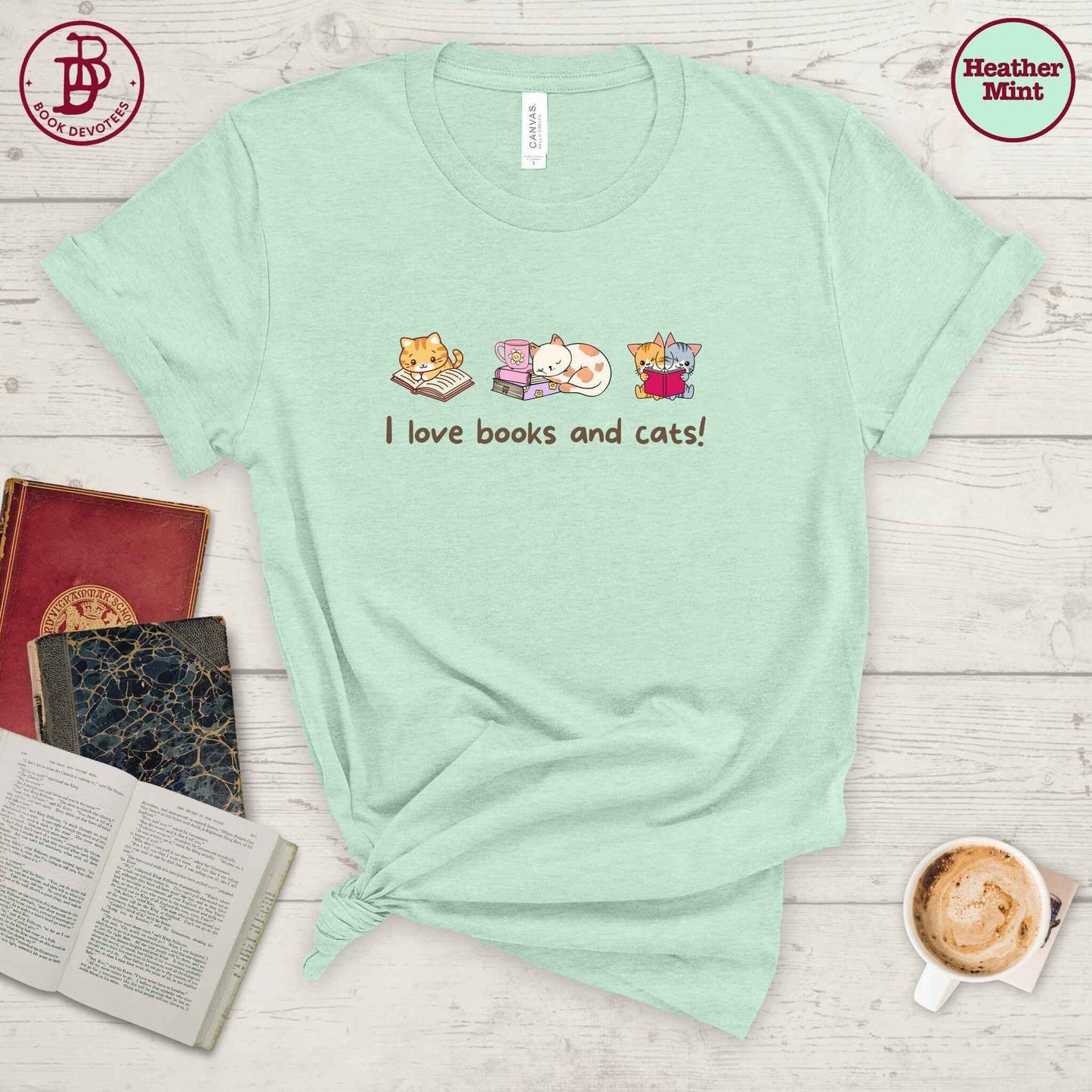 Love Books and Cats Tee