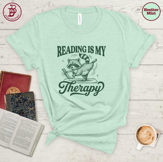 Reading is Therapy Raccoon Tee