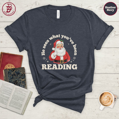 Santa Sees Reading Tee