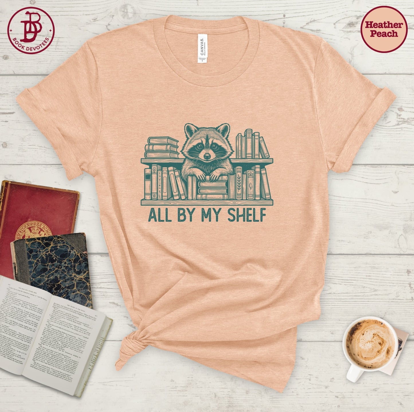 All By My Shelf Raccoon Tee