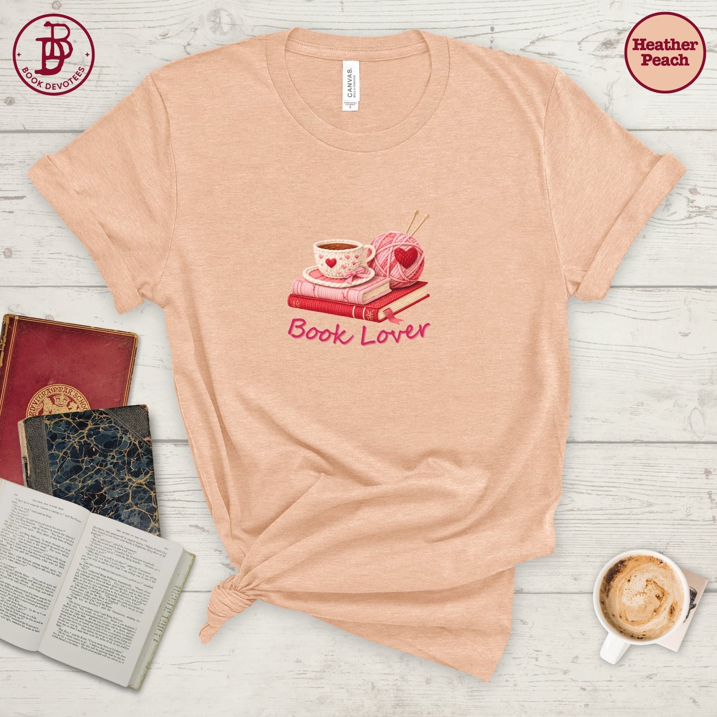 Book Lover Knit Hearts Tee