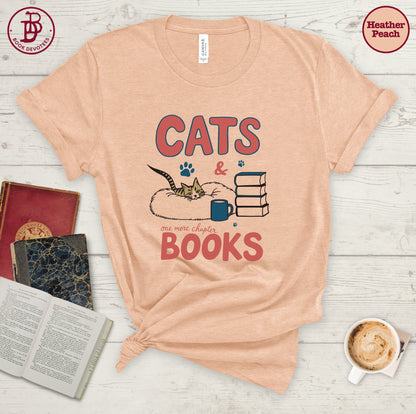 Cats and Books Retro Tee