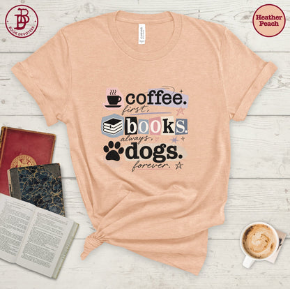 Coffee Books Dogs Ransom Note Tee