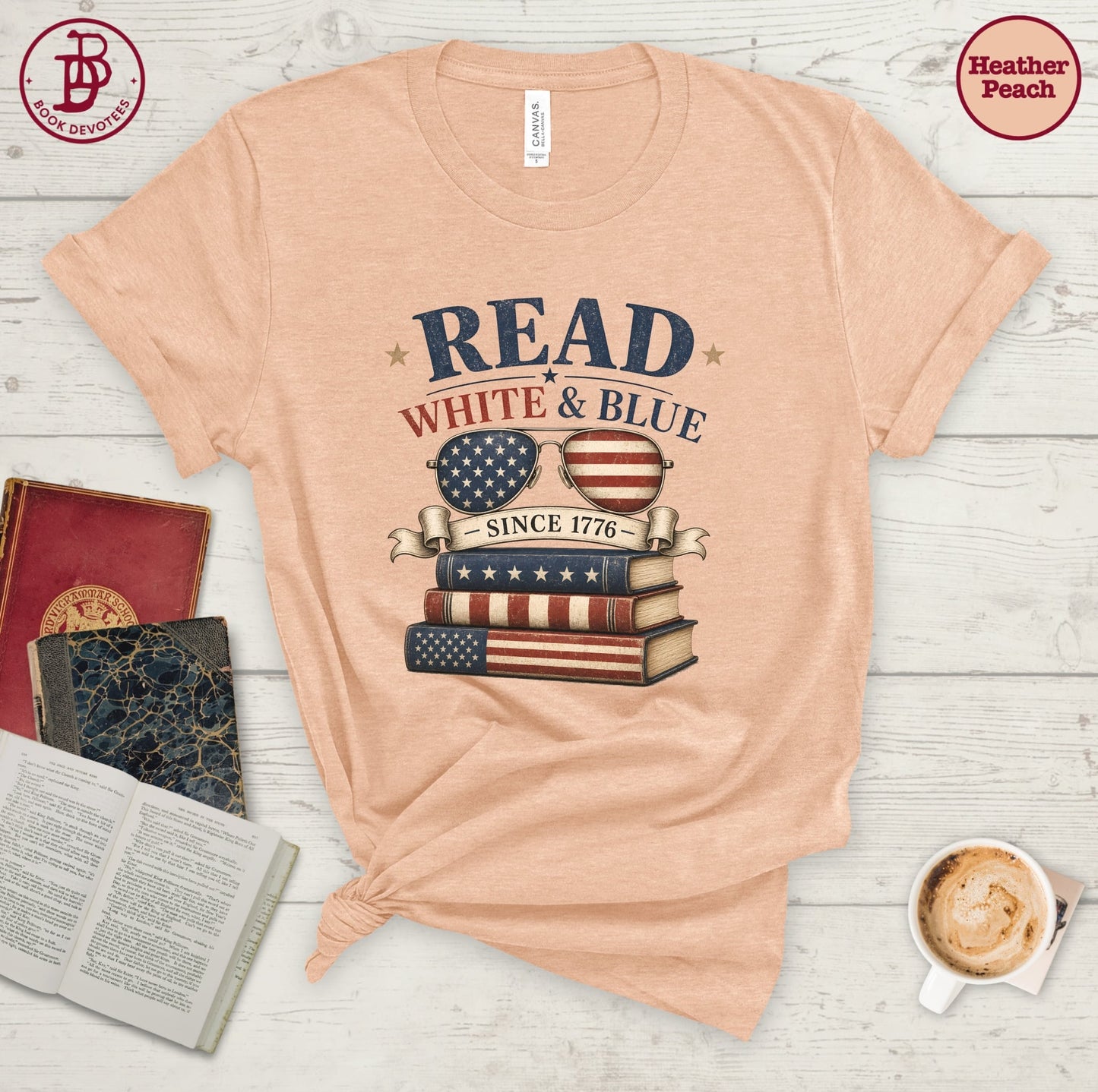Read White Blue Book Tee