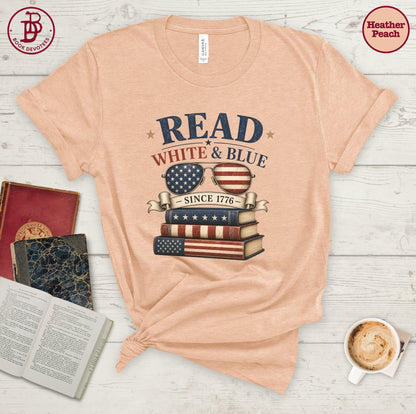 Read White Blue Book Tee