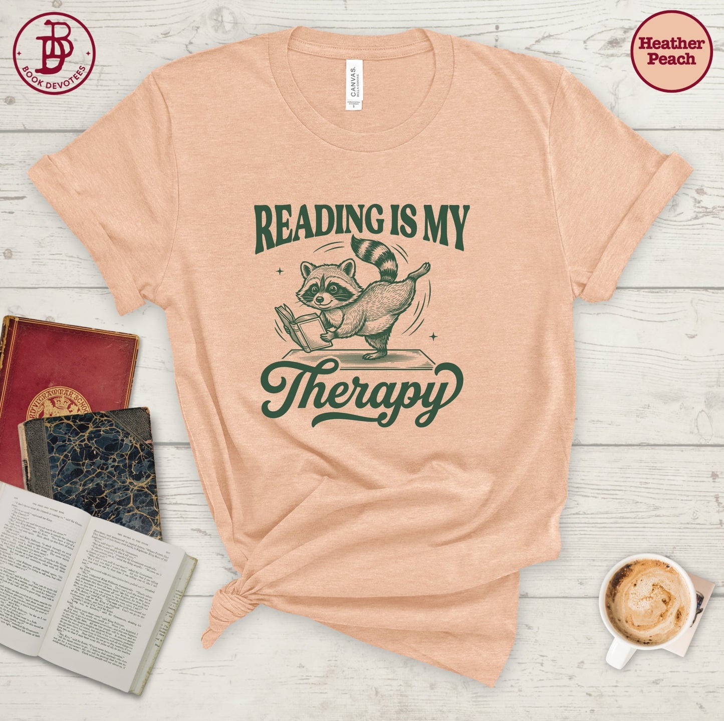 Reading is Therapy Raccoon Tee