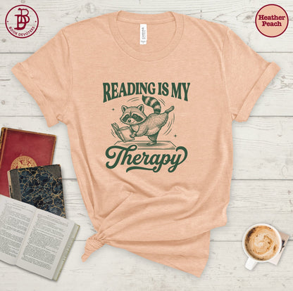 Reading is Therapy Raccoon Tee