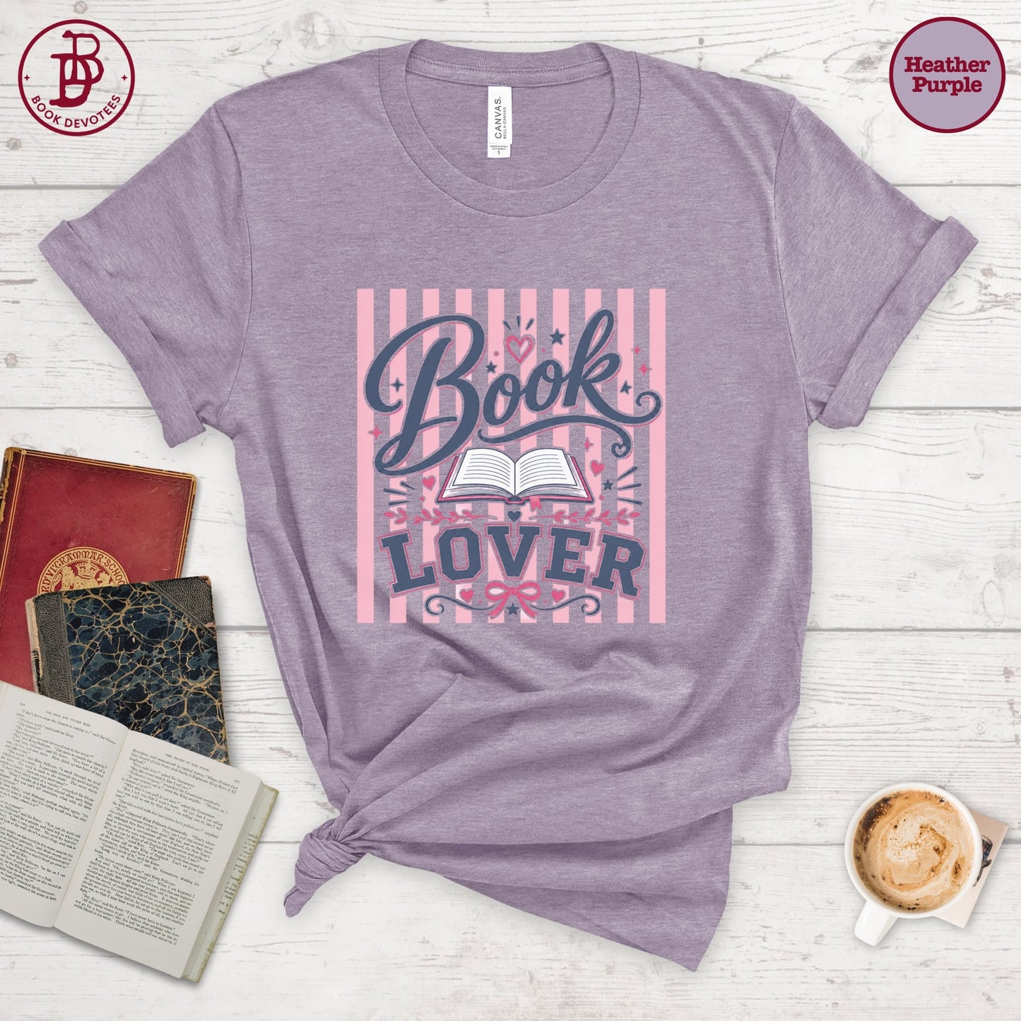 Book Lover Heart Stripe Tee