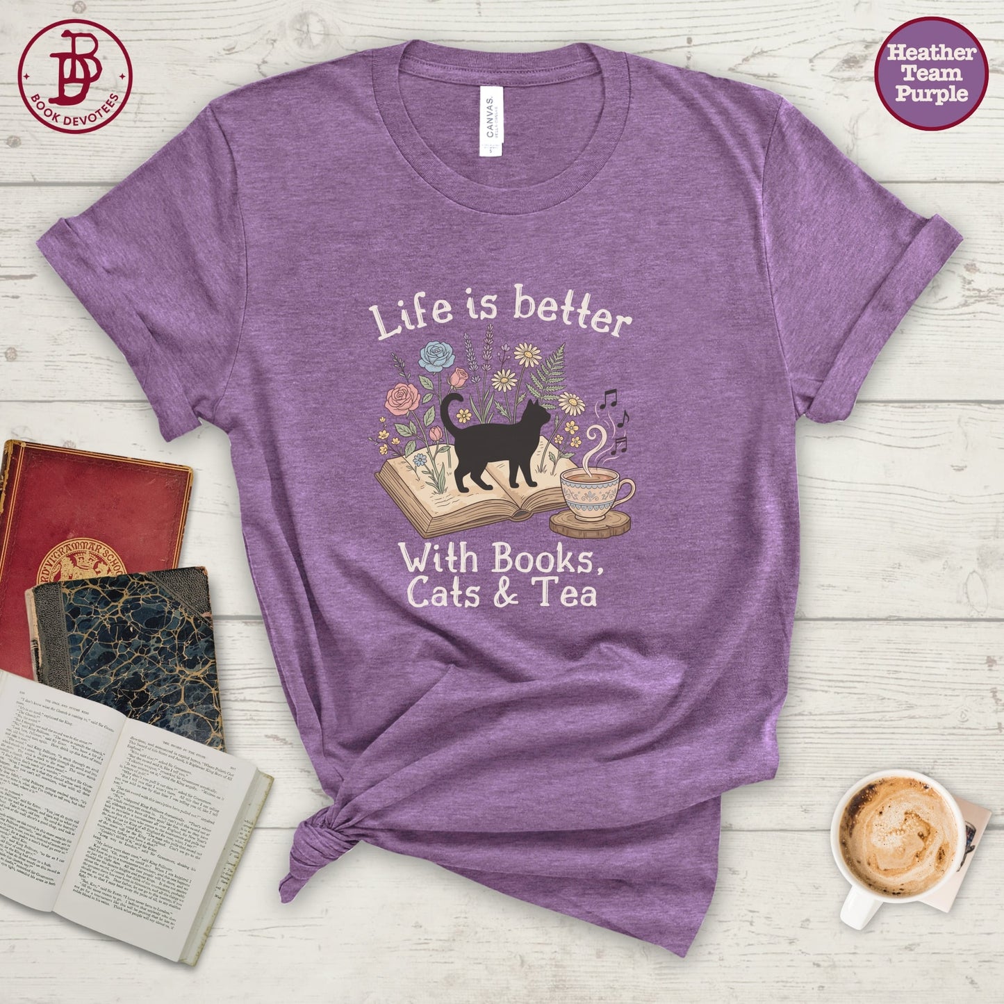 Books Cats and Tea Tee